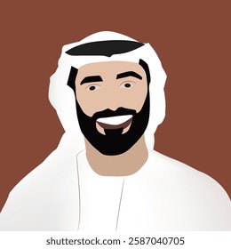 uae man, hand, Qatar, character, cartoon, east, hand drawn, sketch, doodle, one, Oman, isolated, adult, drawing, white, dubai, graphic, holiday, emirates, happy, illustration, vector, uae, Bahrin,