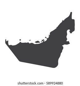 UAE map in black on a white background. Vector illustration