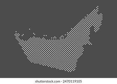 Punto del mapa de los EAU sobre fondo gris.  Mapa punteado de Emiratos Árabes Unidos. Vector eps10.