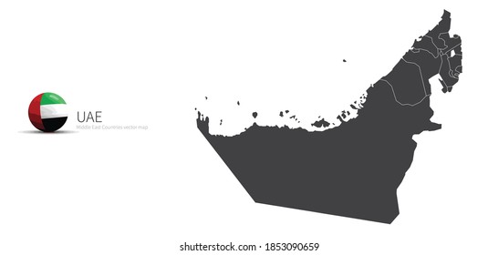 UAE Map and Flag Icon
Map of Middle East countries.