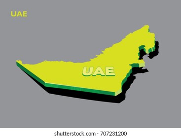 Uae Map Green Colour Illustration 3d Vector 