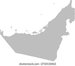 UAE Map Grey Silhouette Editable Vector