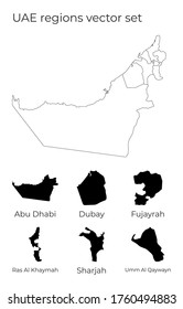 UAE map with shapes of regions. Blank vector map of the country with regions. Borders of the country for your infographic. Vector illustration.