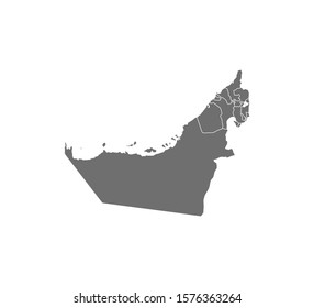 UAE Map, states border map. Vector illustration.