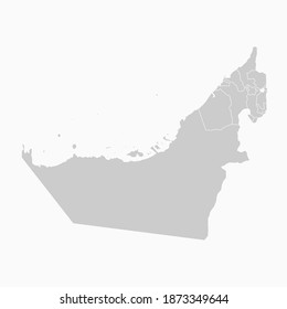UAE Map United Arab Emirates Map Gray Color. Geographic Isolated Gray Vector Country Border Map Of UAE. Vector Illustration
