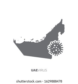 UAE map with a virus microbe. Illness and disease outbreak