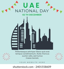 UAE national day 02 December background. Social Media banner template. Vector Illustration.