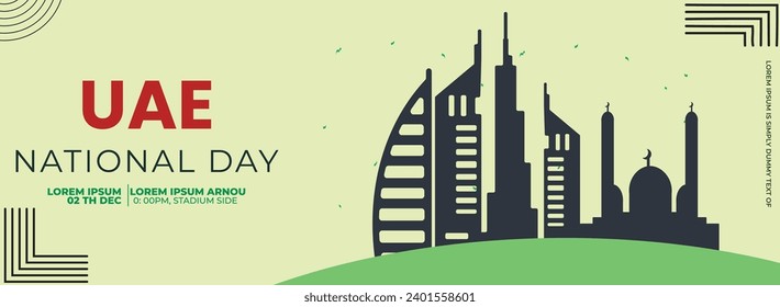 UAE national day background design . United Arab Emirates Independence Day 02 December Celebration Template for Poster, Banner, Advertising. Vector Illustration. 
