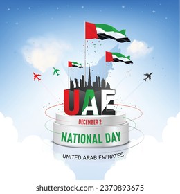 UAE national day banner  design with flag theme. vector editable