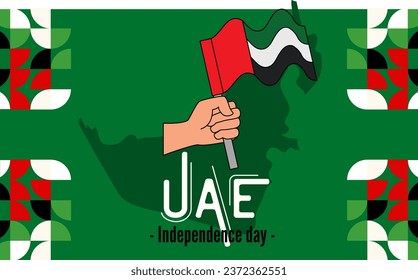 UAE national day banner for independence day anniversary. Flag of united arab emirates modern geometric retro abstract design. 