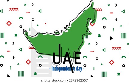 UAE national day banner for independence day anniversary. Flag of united arab emirates modern geometric retro abstract design. 