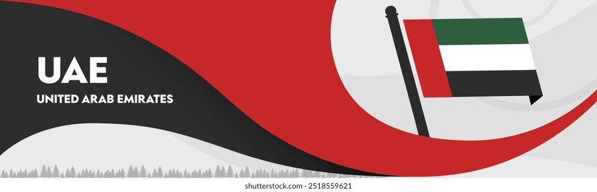 UAE national day banner for independence day. Flag of united Arab emirates, modern geometric retro abstract design. Vector Illustration.