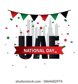 Uae national day with banner pennant design, arab spirit and holiday theme Vector illustration