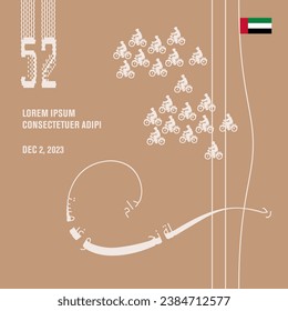 UAE national day Brand Guide 52 years. Translated Arabic: Union day of the union United Arab Emirates National day. Brand Elements with typo and logo