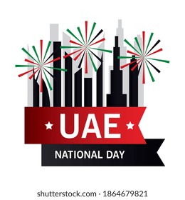 Uae national day with city buildings design, arab spirit and holiday theme Vector illustration