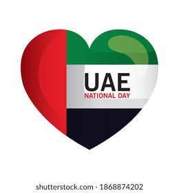 Uae national day on heart design, arab spirit and holiday theme Vector illustration