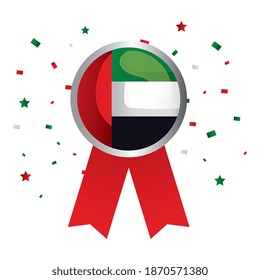 Uae national day seal stamp with ribbon design, arab spirit and holiday theme Vector illustration