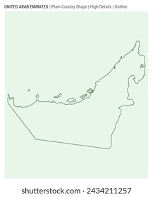 UAE plain country map. High Details. Outline style. Shape of UAE. Vector illustration.