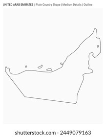 Mapa del país de los EAU. Medianos detalles. Estilo de esquema. Forma de los EAU. Ilustración vectorial.
