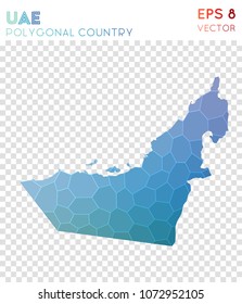 UAE polygonal, mosaic style country map. Alluring low poly style, modern design for infographics or presentation.