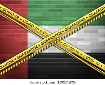 UAE in quarantine bricks wall background. Vector illustration.