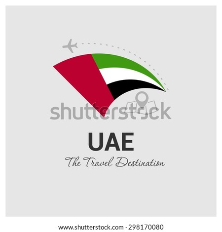 UAE The Travel Destination logo - Vector travel company logo design - Country Flag Travel and Tourism concept t shirt graphics - vector illustration