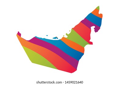 UAE United Arab Emirates colorful vector map silhouette