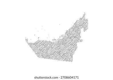 Emiratos Árabes Unidos Países Mapa dibujado a mano boceto sobre fondo blanco Vector, estilo vintage de escotilla a mano alzada.