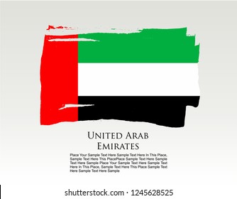 UAE United Arab Emirates country flag vector grunge paint stroke and text