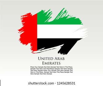 UAE United Arab Emirates country flag vector grunge paint stroke and text