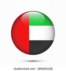 Flaggenknopfform der VAE Vereinigte Arabische Emirate Glasstruktur Vektorgrafik