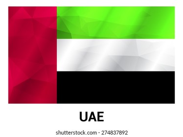 UAE United Arab Emirates flag, geometric polygonal shapes. Vector illustration.
