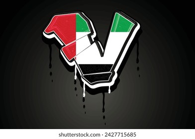 UAE V Hand Lettering Graffiti Dripping vector template