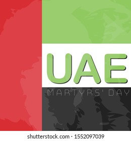 UAE  vector flag can used for template for Martyrs' Day or Commemoration memory Day on November  of United Arab Emirates on background with text