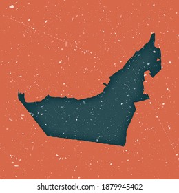 UAE vintage map. Grunge map of the country with distressed texture. UAE poster. Vector illustration.