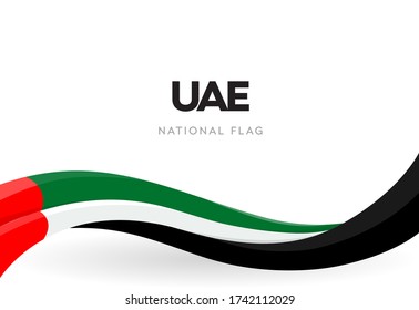 UAE Waving Flag Banner. United Arab Emirates Patriotic Ribbon Poster. Emirati National Symbol. Unity Of Arabic Countries Vector Illustration. 