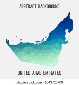 UAE,United Arab Emirates map in geometric polygonal,mosaic style.Abstract tessellation,modern design background,low poly. Geometric cover, mockup. Vector illustration.