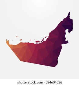 UAE,United Arab Emirates map in geometric polygonal style.Abstract tessellation,modern design background.Vector illustration.