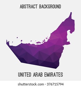UAE,United Arab Emirates map in geometric polygonal style.Abstract tessellation,modern design background.Vector illustration.