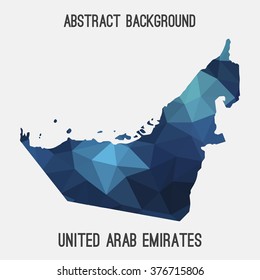 UAE,United Arab Emirates map in geometric polygonal style.Abstract tessellation,modern design background.Vector illustration 