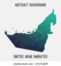 UAE,United Arab Emirates map in geometric polygonal style.Abstract tessellation,modern design background.Vector illustration.
