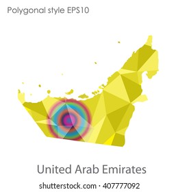 UAE,United Arab Emirates map in geometric polygonal style. Abstract triangle, modern design background
