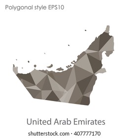 UAE,United Arab Emirates map in geometric polygonal style. Abstract triangle, modern design background