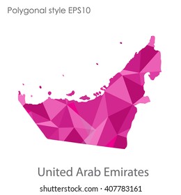 UAE,United Arab Emirates map in geometric polygonal style. Abstract triangle, modern design background.