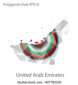 UAE,United Arab Emirates map in geometric polygonal style. Abstract triangle, modern design background.