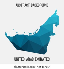 UAE,United Arab Emirates map in geometric polygonal style.Abstract tessellation,modern design background.Vector illustration.