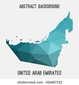 UAE,United Arab Emirates map in geometric polygonal style.Abstract tessellation,modern design background.Vector illustration.