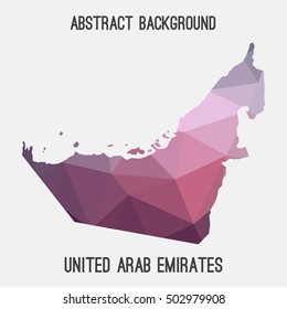 UAE,United Arab Emirates map in geometric polygonal,mosaic style.Abstract tessellation,modern design background,low poly. Vector illustration.