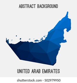UAE,United Arab Emirates map in geometric polygonal,mosaic style.Abstract tessellation,modern design background,low poly. Vector illustration.
