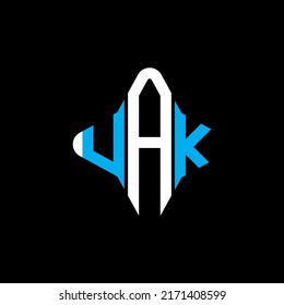Diseño creativo del logotipo de la letra UAK con gráfico vectorial
